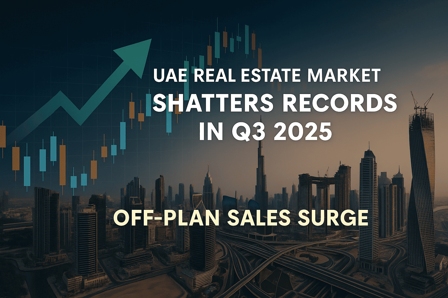 Aerial view of Dubai skyline with cranes and high-rise buildings under construction